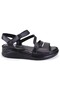Dza07- 770404   Black Daily Orthopedic Leather Women's Sandals - 2