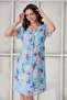 IŞIL 4487-Pleat Collar White Rose Short Sleeve Mini Maternity Dress - 8