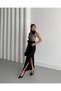 Women's Rose Detailed Sequined and Otrishi Evening Dress - 3