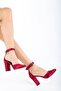 Lole Heeled Claret Red Satin Detailed Heeled Shoes - 6