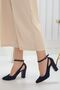 Lillian Heeled Navy Blue Suede Shoes - 3