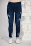 3494-Tufted Leg Nail Ankle Length Maternity Jeans - 2