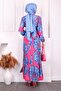 Fuchsia Patterned Skirt Tiered Viscon Dress - 2