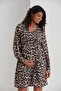 E0040-leopard Pattern Maternity Qeen Crep Mini Dress - 5