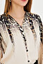 Women's Black-Beige Patterned Shirt with Elastic Sleeves ARM-25Y001014 - 3