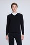 Siyah Regular Fit V Yaka Rayon Kazak