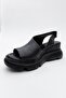 AGUSTO Black Genuine Leather Women's Platform Sandals - 3
