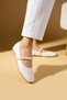 Women's Flats White Pearl Banded Lightweight Comfortable Sole Stylish Casual Shoes - 3
