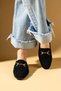 Women's Ballerinas Black Suede Buckle Lightweight Comfortable Sole Stylish Casual Shoes - 3