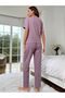 V-Neck Cotton Short Sleeve Seasonal Pajama Set - 2