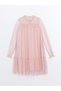 Lcw Kids Pink Crew Neck Sparkle Girl's Dress - 4