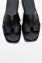 Jez Black Skin Genuine Leather Women's Slippers - 2
