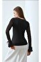 Women's Bluz with Tulle Lace Detail on Sleeves - 2