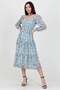 Women's Mint Gipeli Square Neck Patterned Chiffon Dress Dp100361