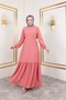 Women's Hijab Clothing Waist Belted and Crew Neck Wrap Fabric Dress - 4