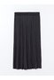 Satin Women's Pleated Skirt with Elastic Waist - 6
