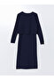 U-Neck Dress and Cardigan Set - 6