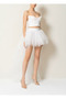 White Angel Model Skirt Front Short Back Long Design Skirt Party Birthday Graduation Skirt