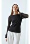 Women's Bluz with Tulle Lace Detail on Sleeves - 3