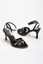 Women's Thin Heeled Ankle Detailed Stone Open Toe Evening Dress Shoes - 4