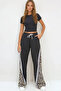 Women's Beige Double Pocket Leopard Patterned Flared Pants Prmx13660 - 4
