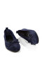 Women's Navy Blue Suede Genuine Leather Bow Ballerinas Un001-063 - 4