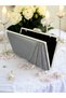 Platinum Color Satin Cross Platinum Crystal Stone Women's Evening Dress Bag Wedding Engagement Graduation - 4