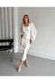 Women's Imported Scuba Fabric Collar Stone Embroidered Sleeves Pleated Sleeve Button Detailed Lined Design Dress - 3
