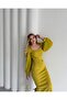 Women's Imported Scuba Fabric Collar Stone Embroidered Sleeves Pleated Sleeve Button Detailed Lined Design Dress - 4