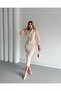 Women's Imported Fabric Pleated Dress with Pearl Embellishments, Cuff Button Detail, Special Design, Lined - 8