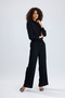 Wide Leg Dupai Trousers with Flexible Waist Pocket Detail |   Pnt36144 Black - 2