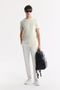 Men's Ecru Crew Neck Viscose Blend Textured Knit Regular Fit T-Shirt A51Y5163 - 6