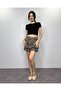 Women's Leopard Layered Ruffled Wrap Fabric Mini Skirt - 6