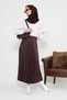 Chocolate Leather Look Pleated Hijab Skirt, Hijab Skirt, Women's Gift Skirt, Stylish Skirt, Long Skirt - 3