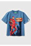 Boy's Airman Blue Marvel Hero Printed Logo Label T-Shirt