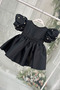 Pearl Girl Child Baby Black Shiny Evening Dress - 2
