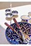Corallo Handmade Blue Ceramic Salad and Presentation Bowl - Large Size with Metal Base (32X13 cm) - 6