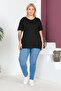 Plus Size New Season Comfort Model Crew Neck Short Sleeve Combed Cotton Slit Tunic T-Shirt - 2
