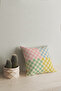 Colorful Checkerboard and Abstract Floral Pattern Digital Print Double Sided 2'Li Throw Pillow Cover - 3