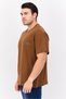 Men Crew Neck Short Sleeve Brand Logo T-Shirts, Brown - 3