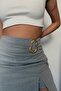 Women's Gold Accessory Detailed Slit Mini Shorts Skirt - 5