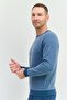Men Crew Neck Solid Long Sleeves Sweatshirt, Slate Blue - 2