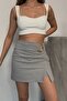 Women's Gold Accessory Detailed Slit Mini Shorts Skirt