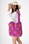 Women's Starfish Jacquard Patterned Knitwear Hand & Shoulder Beach Bag Chax812 Plum - 3