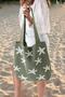 Women's Starfish Jacquard Patterned Knitwear Hand & Shoulder Beach Bag Chax812 Green