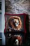 Lion Patterned Luxury Decorative Animal Figure Fringed Avant-Garde Velvet Throw Pillow Case Artistic Design - 2