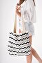 Women's Jacquard Patterned Knitwear Knitted Casual Hand & Shoulder Bag Chax808 Cream-Black - 3