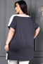 Boat Neck Short Sleeve Shoulder Neck and Hem Blocky Floral Stone Printed Comfortable Fit Flowy Plus Size Blouse - 7