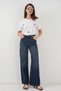 Women's Loose Wide Leg High Waist Palazzo Jeans 6656 - B.Navy Blue - 3