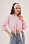 Striped Pink Crop Shirt with Binding Detail